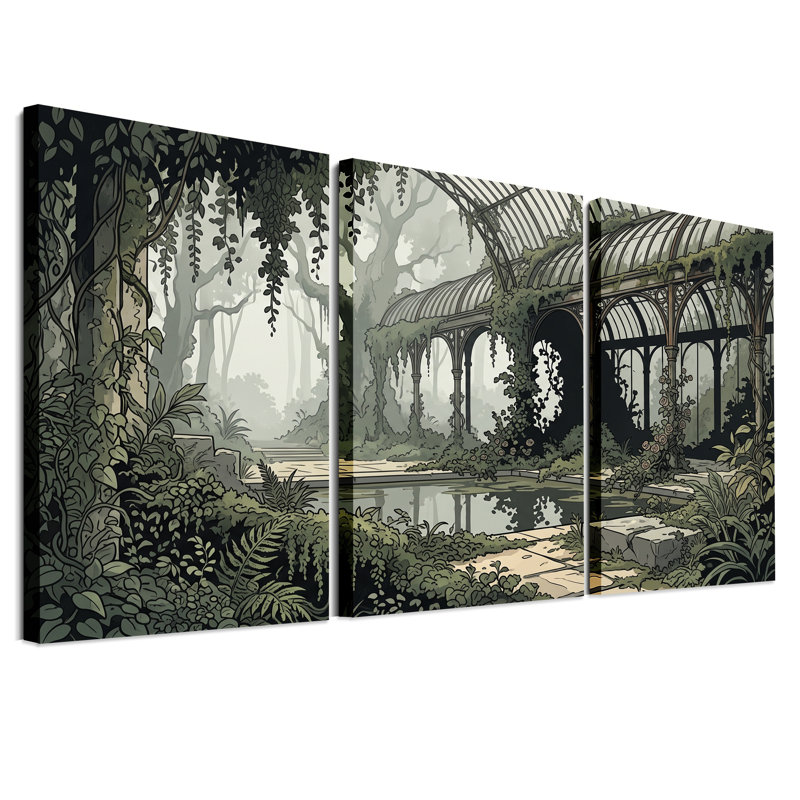 Ensemble de 3 toiles en verre Overgrown, H 36 po x l 24 po x 3 pièces