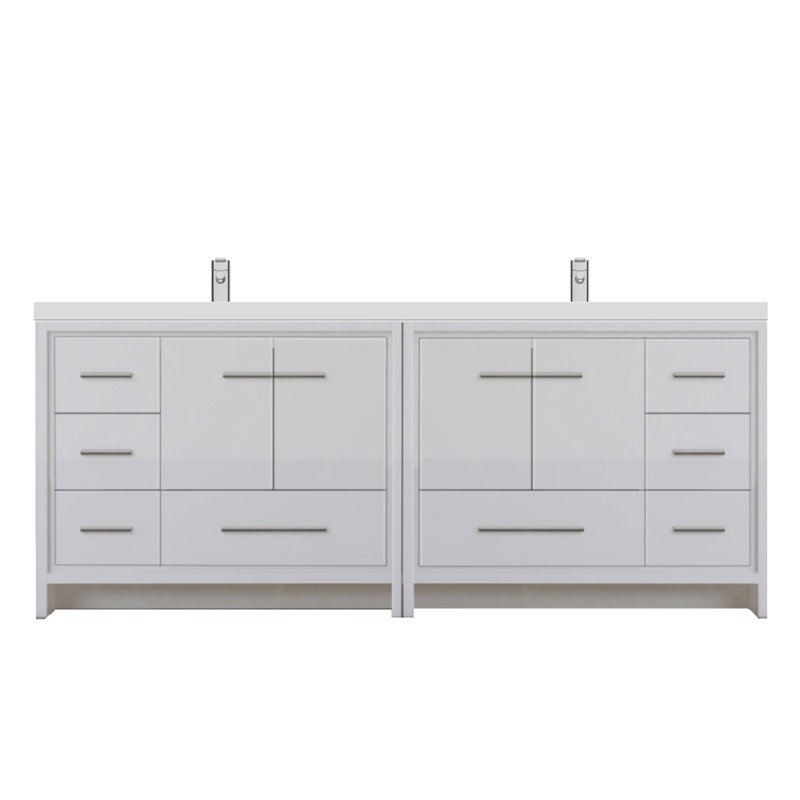 Ensemble de meuble-lavabo double 84 po Feike, Blanc