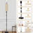 PeeNoke 68.5" Standing Floor Lamp Abstract Floral Vine Beige Black Ivory Botanical Style Dimmable Metal Pole Lamp with Linen Lampshade LED Bulb Included