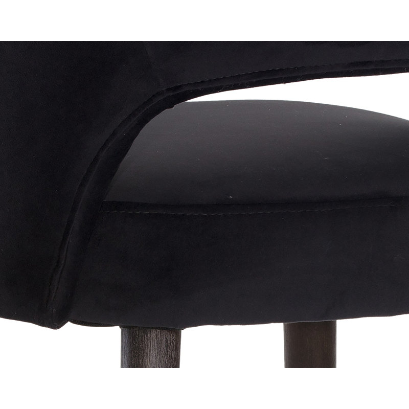 Monae Upholstered Stool, Counter Stool (26" Seat Height), Black