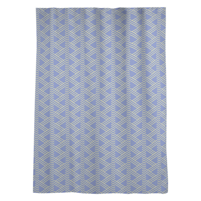 Panneau de rideau simple diaphane avec passe-tringle classique Zig Zag, Bleu/jaune