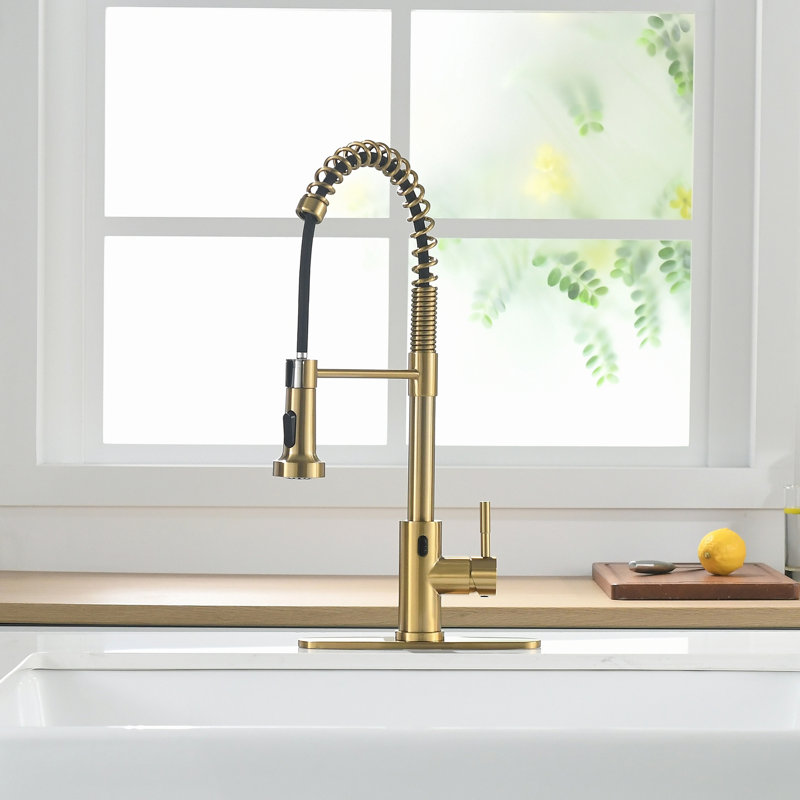 PENGFANG WORLDWIDE LLC Pull Down Touch Kitchen Faucet, Brushed Gold