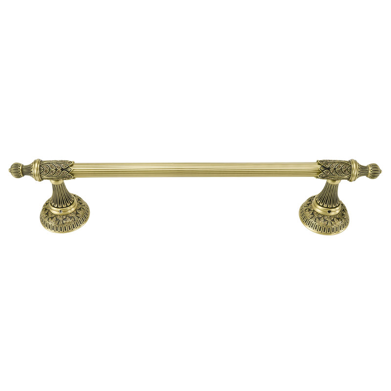 HAMPTON CRYSTALIZED 18" TOWEL BAR; DECORATED WITH LT SMOKED TOPAZ & LT COLORADO TOPAZ SWAROVSKI CRYSTALS; MUSEUM GOLD FINISH