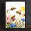 Les abeilles rétro encadrées noires sont actifs dans les fleurs et les plantes, reproductions d'art encadrées de style rétro-2019883683