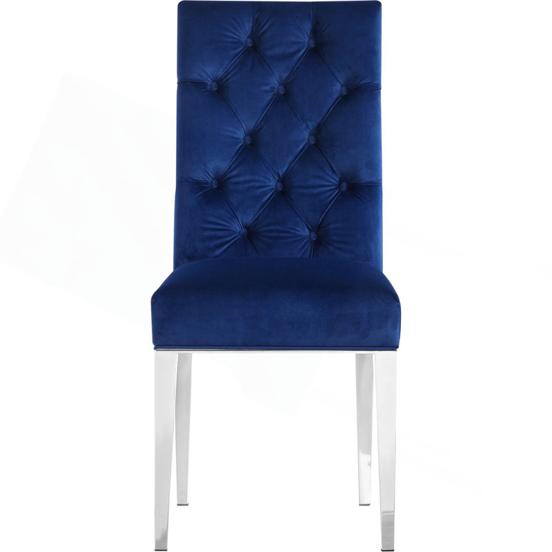 Ensemble de 2 chaises de salle à manger modernes en velours, pieds chromés, chaise de cuisine capitonnée
