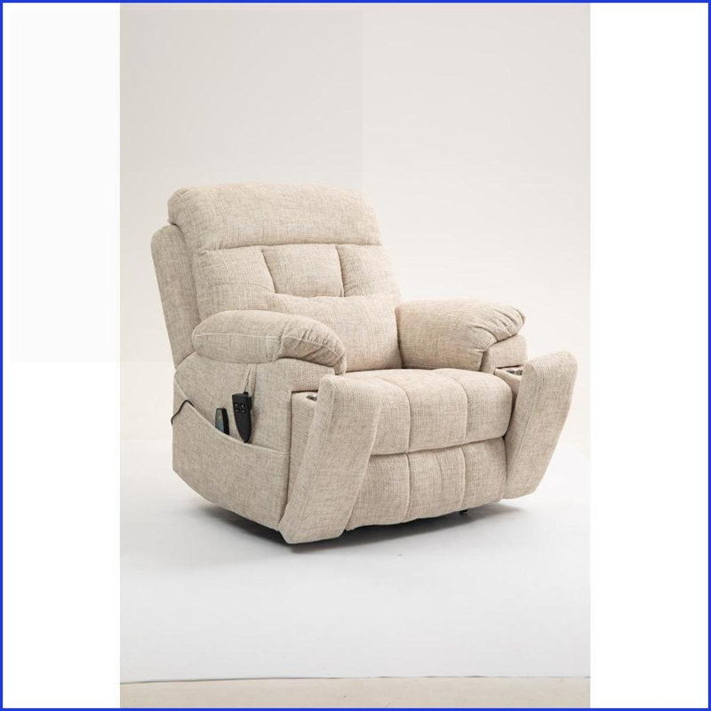 Lift Recliner for Big &amp; Tall, 400 LBS Capacity with Massage Heating, 180° Flat Lay | Cream Velvet, Cream