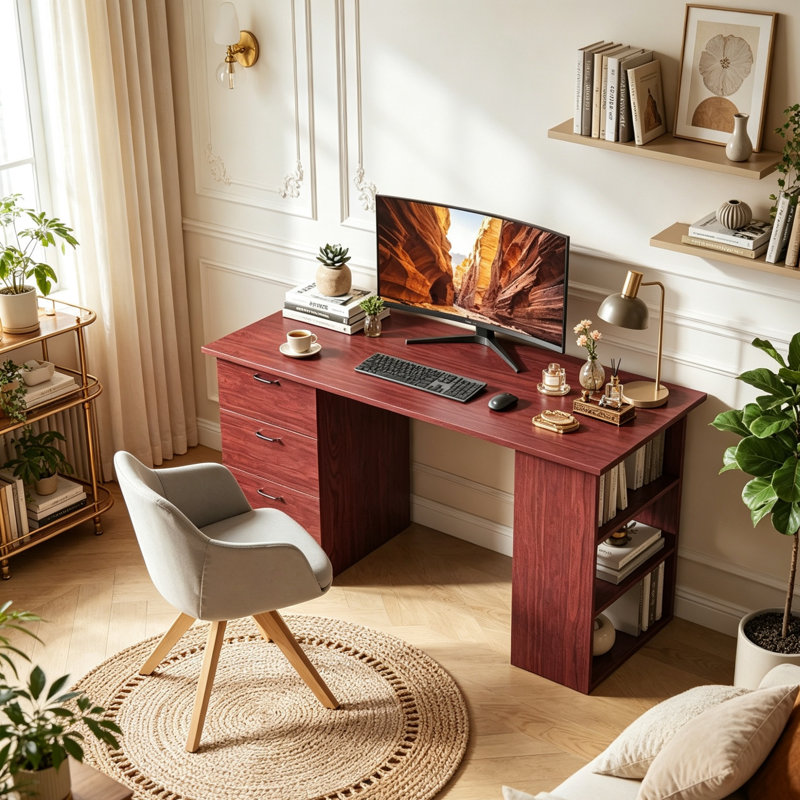 Particle Board / Chipboard Computer Desk, Walnut Brown