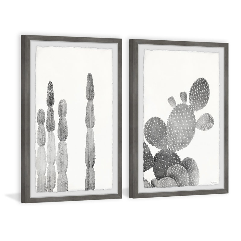 " Textured Cactus " 2 - Pieces Painting Print, 36" H x 24" W