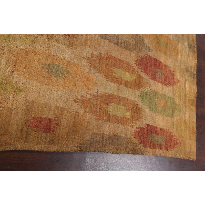 Tapis unique en jute noué à la main 8 pi 11 po x 12 pi 6 po nouvel âge en rouge / brun / gris