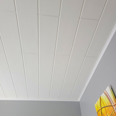 39.4'' L x 6.5'' W Smooth Polystyrene Glue Up Ceiling Tile In White