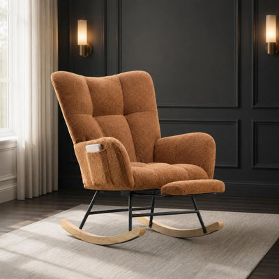 Chaise berçante à oreilles en tissu Teddy