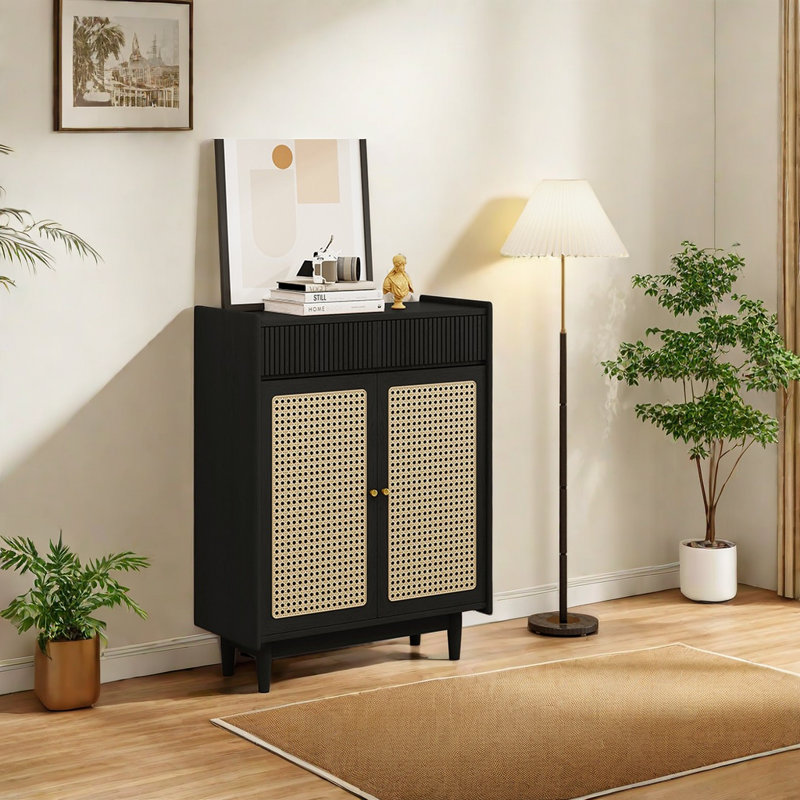 16 Pair Shoe Storage Cabinet, Black
