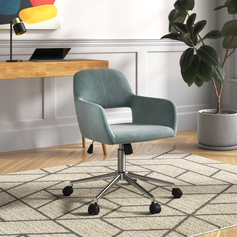 Primeaux Velvet Scandinavian Desk Chair, Green