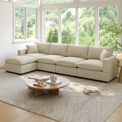 Canapé modulaire Cloud Couch, canapé modulaire convertible à siège profond pour le salon, canapé modulaire rembourré en duvet moelleux avec repose-pieds mobile