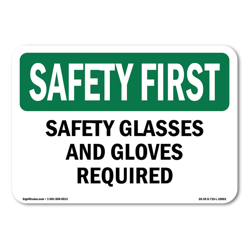 Enseigne de protection en plastique pour lunettes et gants de sécurité 14 po x 10 po