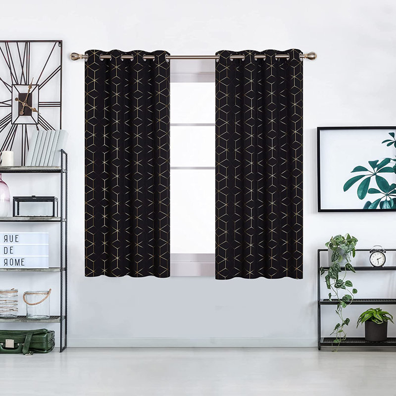Malone Room Darkening Thermal Curtain, Width 117 x Drop 138cm, Black