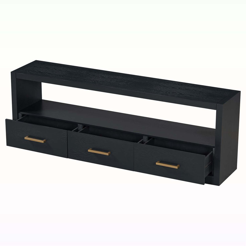 Classic Design Console Table with Three Drawers and Spacious Surface, Black