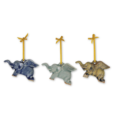 3'' Handmade Ceramic Animals Hanging Figurine Ornament
