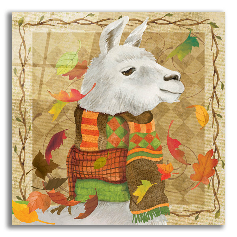  «Fall Llama 2» par Fiona Stokes-Gilbert, art mural en verre acrylique, H 12 po x l 12 po x P 0,13 po
