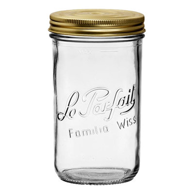 Ensemble 4 pièces de pots en verre français grand embouchure Familia Wiss Terrines