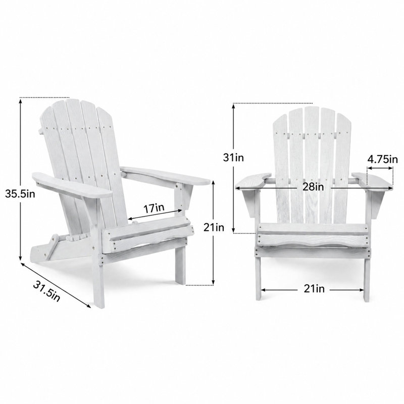 Folding Solid Wood Outdoor Lounge Chair with Embossed Grain, Weather Resistant Patio Seating for Garden, Backyard, Deck, Lawn, Pool Side, Comfortable Wide Seat with Tall Backrest, Durable Rustic Style Outdoor Relaxation Chair with Easy Assembly