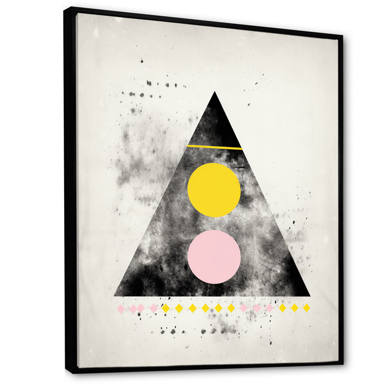 Transcendance rétro triangulaire minimal I sur toile, H 40 po x l 30 po, Cadre flottant noir