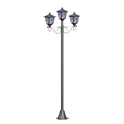 72 "Lampadaire solaire de Noël 72" à trois têtes rétro pour l'extérieur, jardin, pelouse, sentier, bonhomme de neige, oiseau rouge