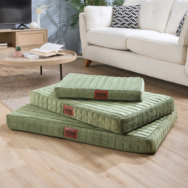 Slumberdown Orthopaedic Firm Support Crate Mattress Pet Bed, 100cm H x 70cm W x 9cm D, Green