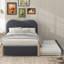 Lit plateforme simple tapissier gris avec lattes en bois et lit gigogne gigogne, -, sans sommier, design-453201147-453201146