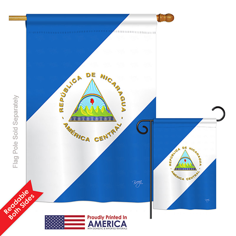 2 pièces de nicaragua de la nationalité mondiale drapeau de polyester vertical décoratif à 2 côtés