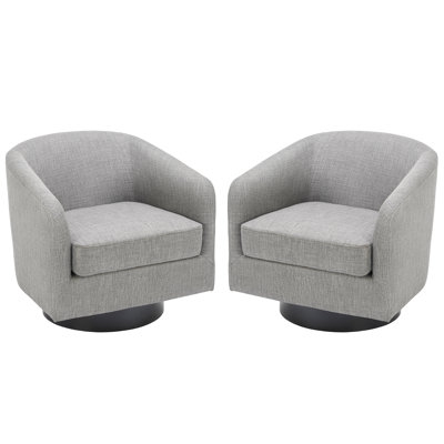 Upholstered Cotton Swivel Barrel Chair