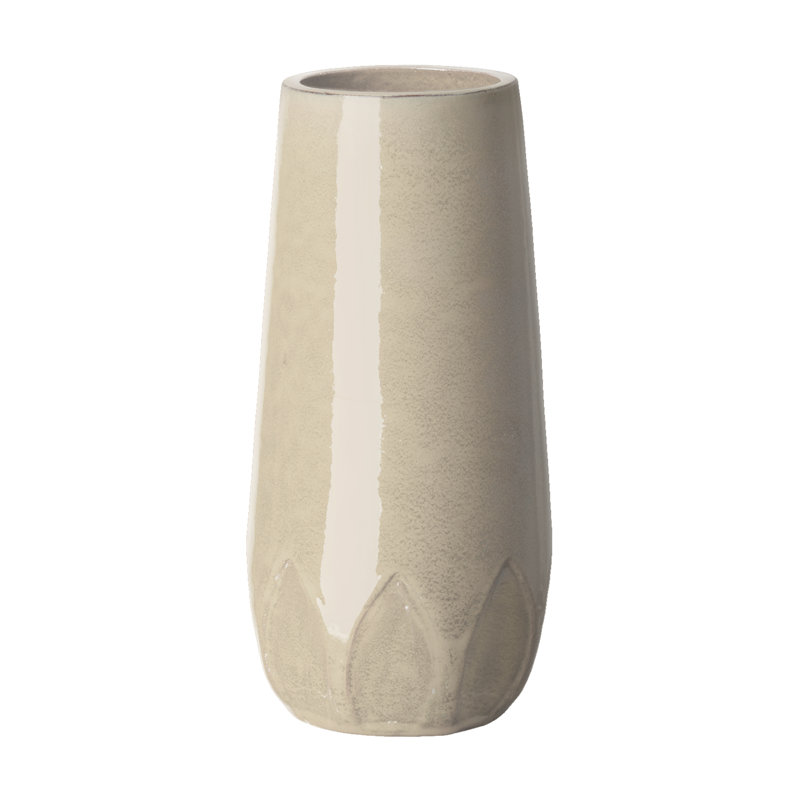 Pot en céramique vert intérieur / extérieur 36 po, Crème, H 18 po x l 8,5 po x P 8,5 po