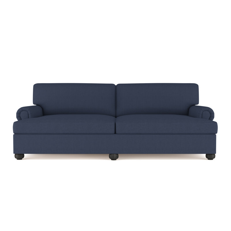 Leroy Rolled Panel-Arm Daybed with Bun Feet, Vintage Leather Oyster, Ebony