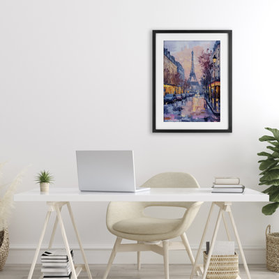 Paris Street Abstract City Framed Print Under Glass, design by Petal Prints Design
