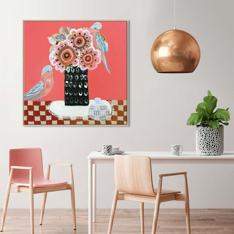 Pink Pollies by Amanda Skye-Mulder - Painting on Canvas, Wrapped Canvas, 41cm H x 41cm W x 3cm D