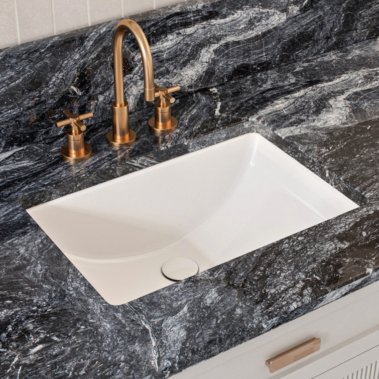 Los Flexi 21" x 15" Bathroom Undermount Sink with Overflow, White Ceramic Rectangular Vanity Sink