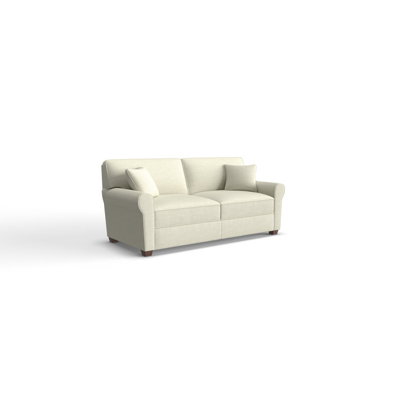 Shannon Upholstered 76'' Sofa, Dark Walnut, Cream/Ivory