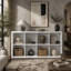 Rangement pour 8 cubes avec tablettes ouvertes au dos, bibliothèque de 2 x 4 cubes pour la maison et le bureau (blanc)