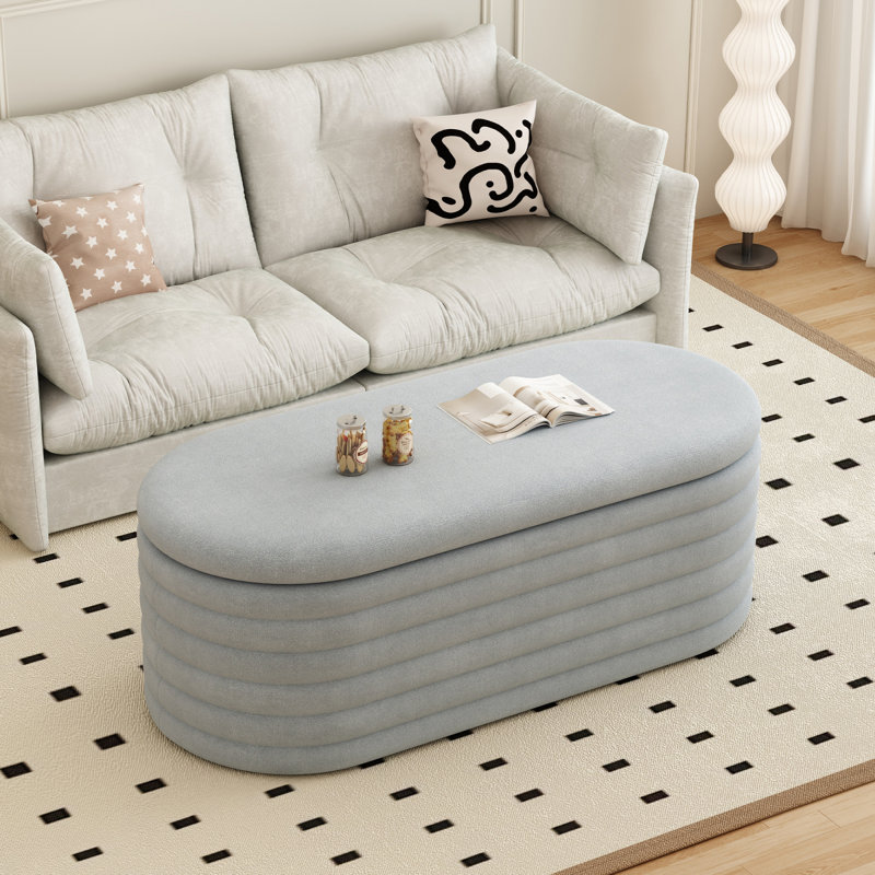 Banc de rangement en chenille avec repose-pieds et banc de rangement rembourré en tissu avec charnière de sécurité pour la chambre à coucher, le salon, le vestibule et le placard (40 po, gris clair)