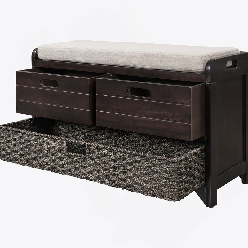 1 banc d'entrée rembourré avec rangement Mudroom Bench, Brun