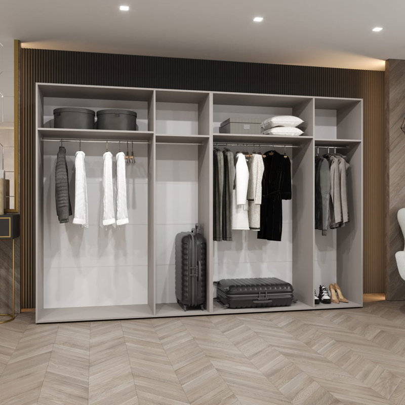 Bia 6 Door Manufactured Wood Wardrobe, Cashmere