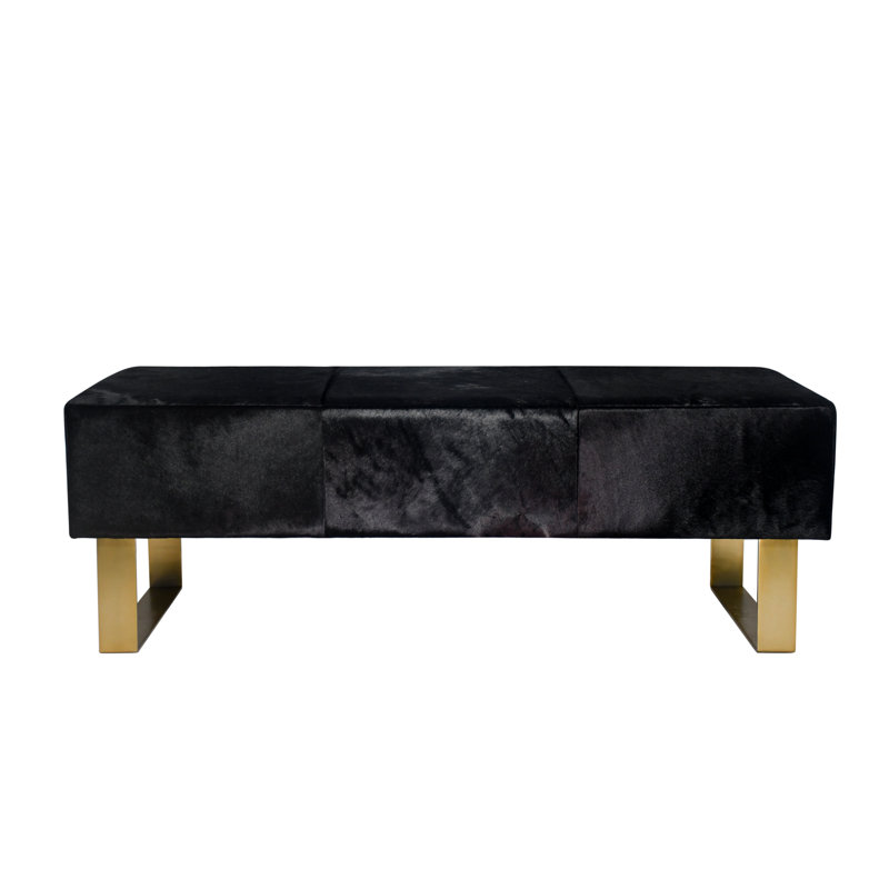 Hajrat Cowhide Bench, Gold, Black