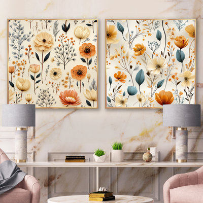 Swanley - Ensemble de 2 collages carrés botaniques abstraits