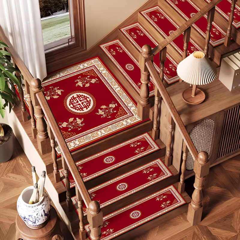 Tapis d'escalier antidérapant de qualité supérieure pour marches intérieures, Rouge foncé