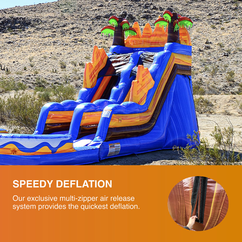15' Ocean Blue PVC Inflatable Water Slide with Palm Trees