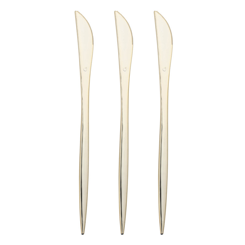 Couteaux de table jetables en plastique Shiny Gold Moderno
