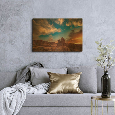 « Rumeurs lumineuses - Parc national des Arches » par Darren White, tableau mural en métal doré, 91,4 cm x 61 cm