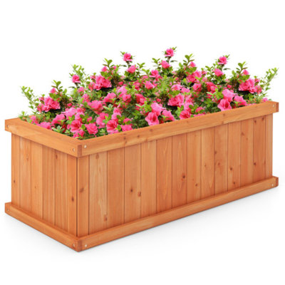 Arlmont & Co. Raised Garden Bed Fir Wood Rectangle Planter Box With Drainage Holes Orange