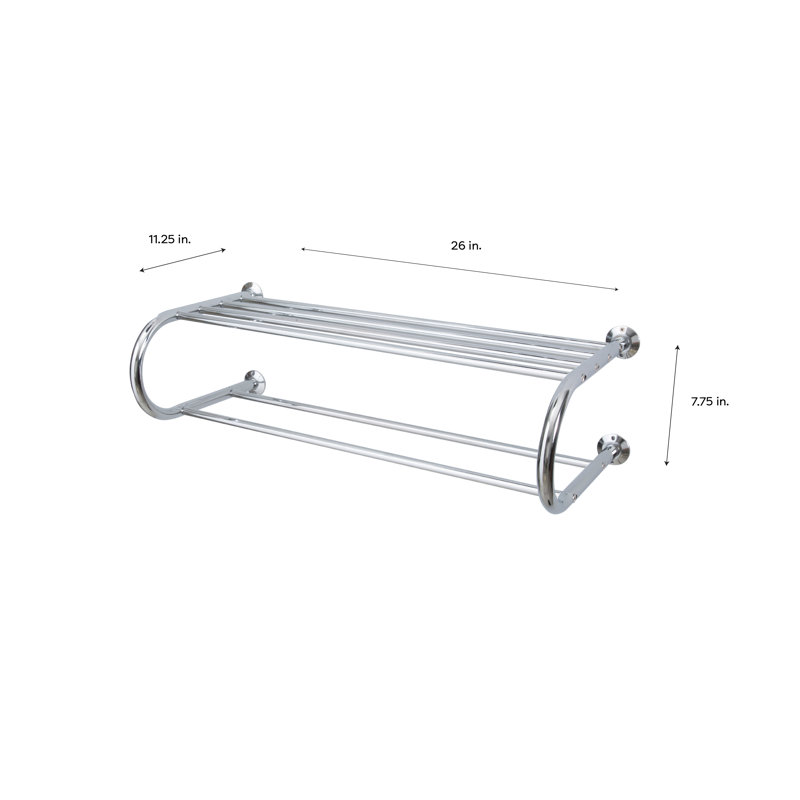 Chrome Wall Mounted Towel Rack with Shelf