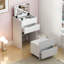 Meuble-lavabo 3 en 1 avec miroir ouvert, petit ensemble de coiffeuse avec bureau en verre visible, coiffeuse compacte avec 3 tiroirs, coiffeuse pour chambre à coucher